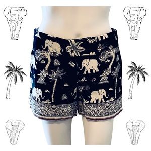 Ann Taylor Loft ‘Riviera’ Women’s Juniors Linen Shorts w/ Elephant Print NWT